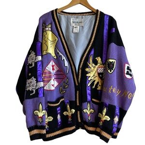 Absolutely NO! Jeans Vintage 90s Cardigan Sweater OS “THE ABSOLUTE” Prpl/Blck